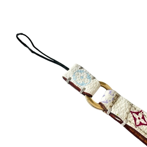 Louis Vuitton White Multicolor Murakami & Vachetta Leather Wristlet Phone Strap - Picture 5 of 9